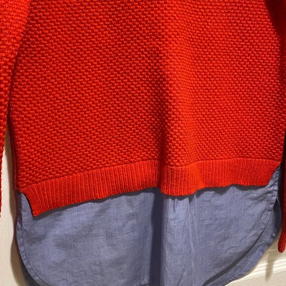 J. Crew Red Textured Knit 100% Wool Crew Neck Shirt-Tail Sweater Size XXS - Picture 2 of 6